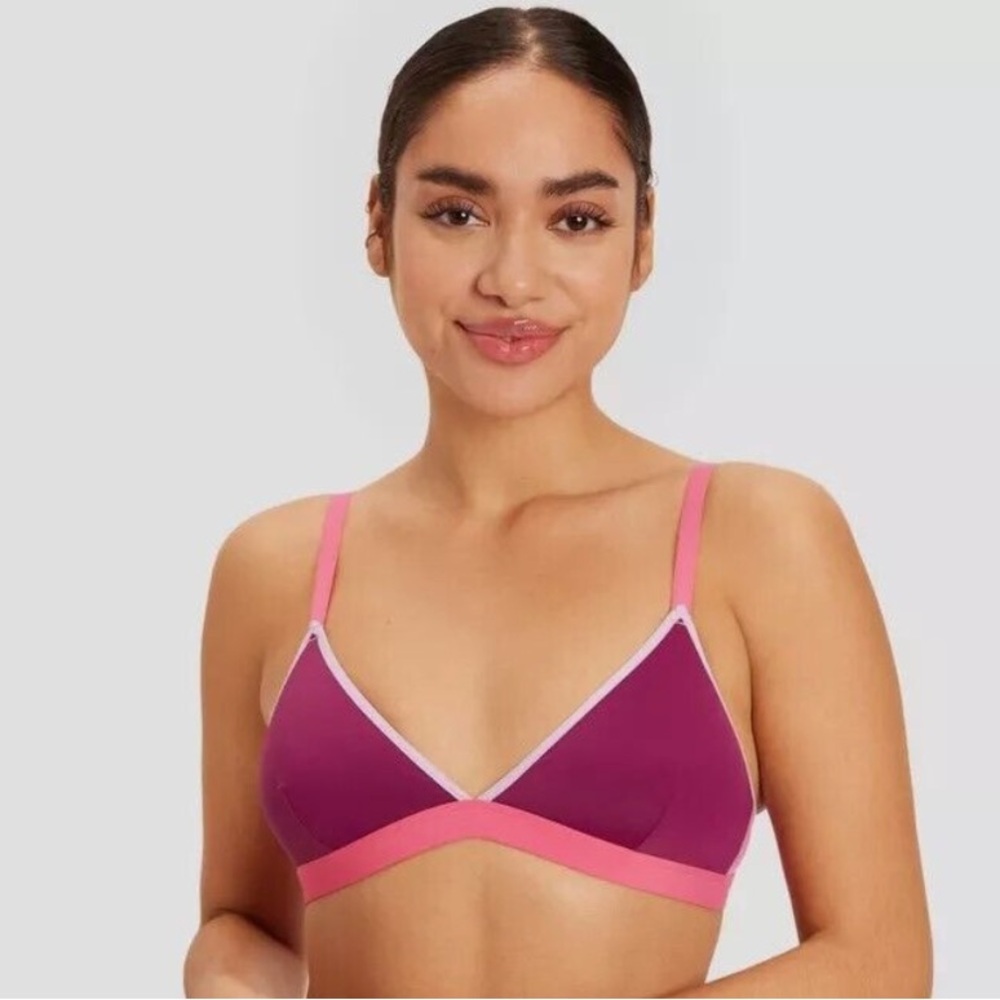 NWT Parade Triangle Wireless Convertible Bralette in Pink and Purple, XS